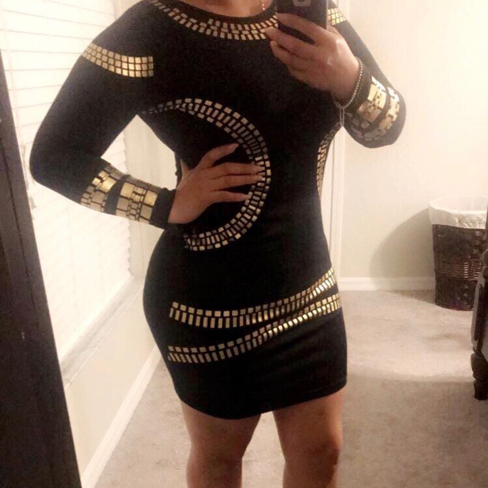 Black & Gold midi dress